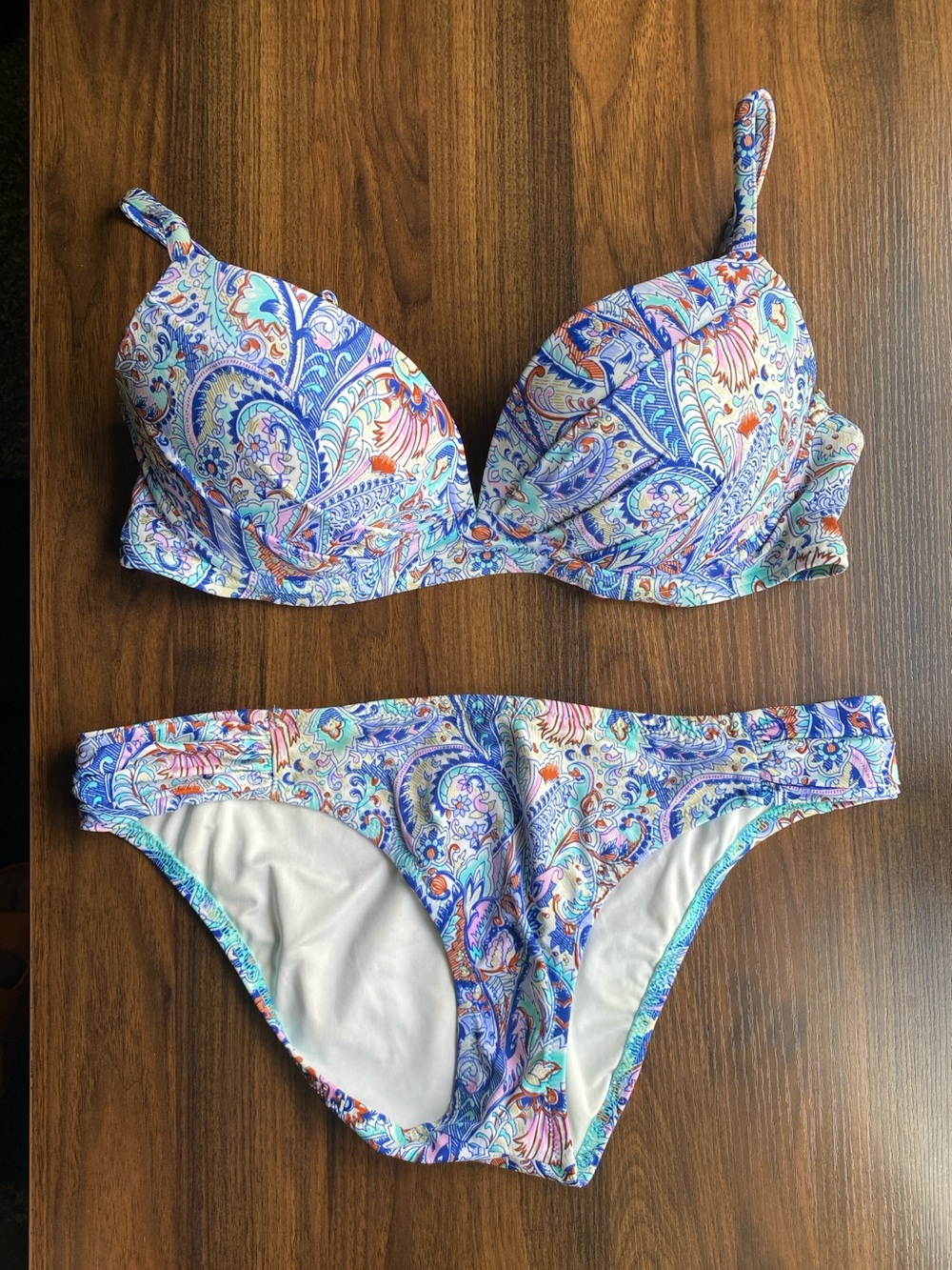 Victoria's Secret Paisley Print Knockout Bikini - Blue & White